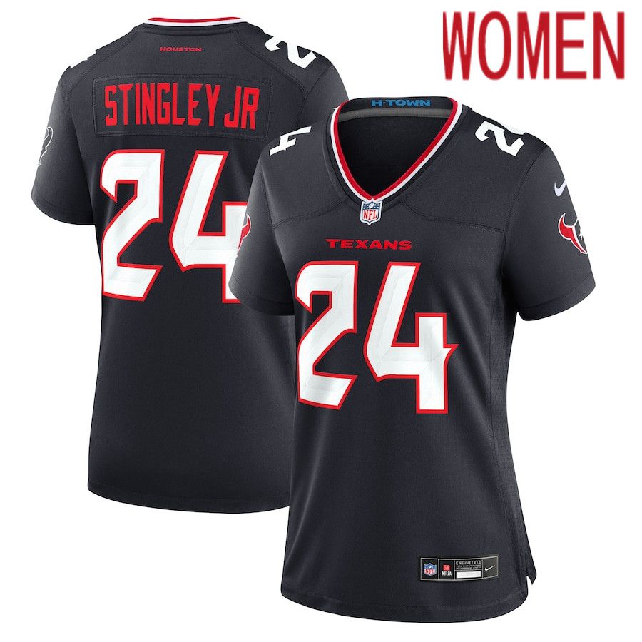 Women Houston Texans 24 Derek Stingley Jr. Nike Navy Game NFL Jersey